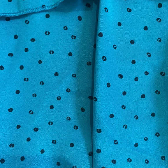 High Neck Sleeveless Tank in Teal with Black Polka Dots, XL Extra Large - Picture 4 of 6